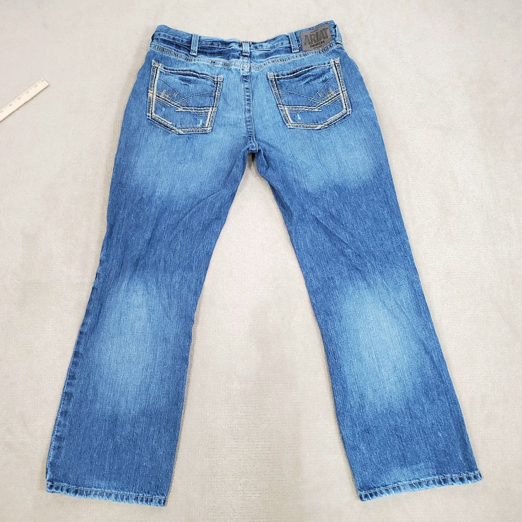 Ariat Ariat Jeans Mens 38x32 Blue Medium Wash Regular Fit Straight Leg Denim Western Size US 38 / EU 54 - 7 Thumbnail