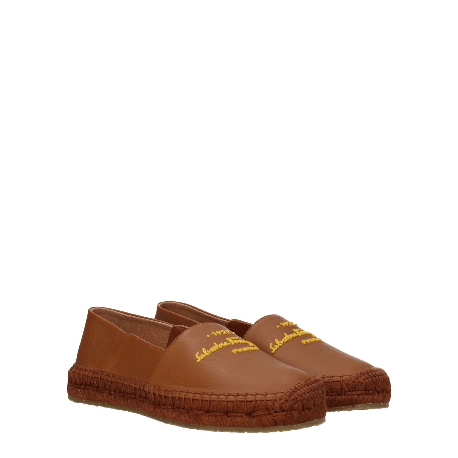 Salvatore Ferragamo ob1o1e1224 Leather Espadrilles in Brown Size US 8.5 / IT 38.5 - 2 Thumbnail