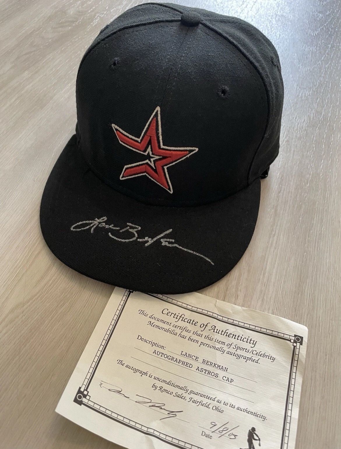 MLB 2005 LANCE BERKMAN HOUSTON ASTROS SIGNED NEW ERA HAT W/ COA Size ONE SIZE - 1 Thumbnail