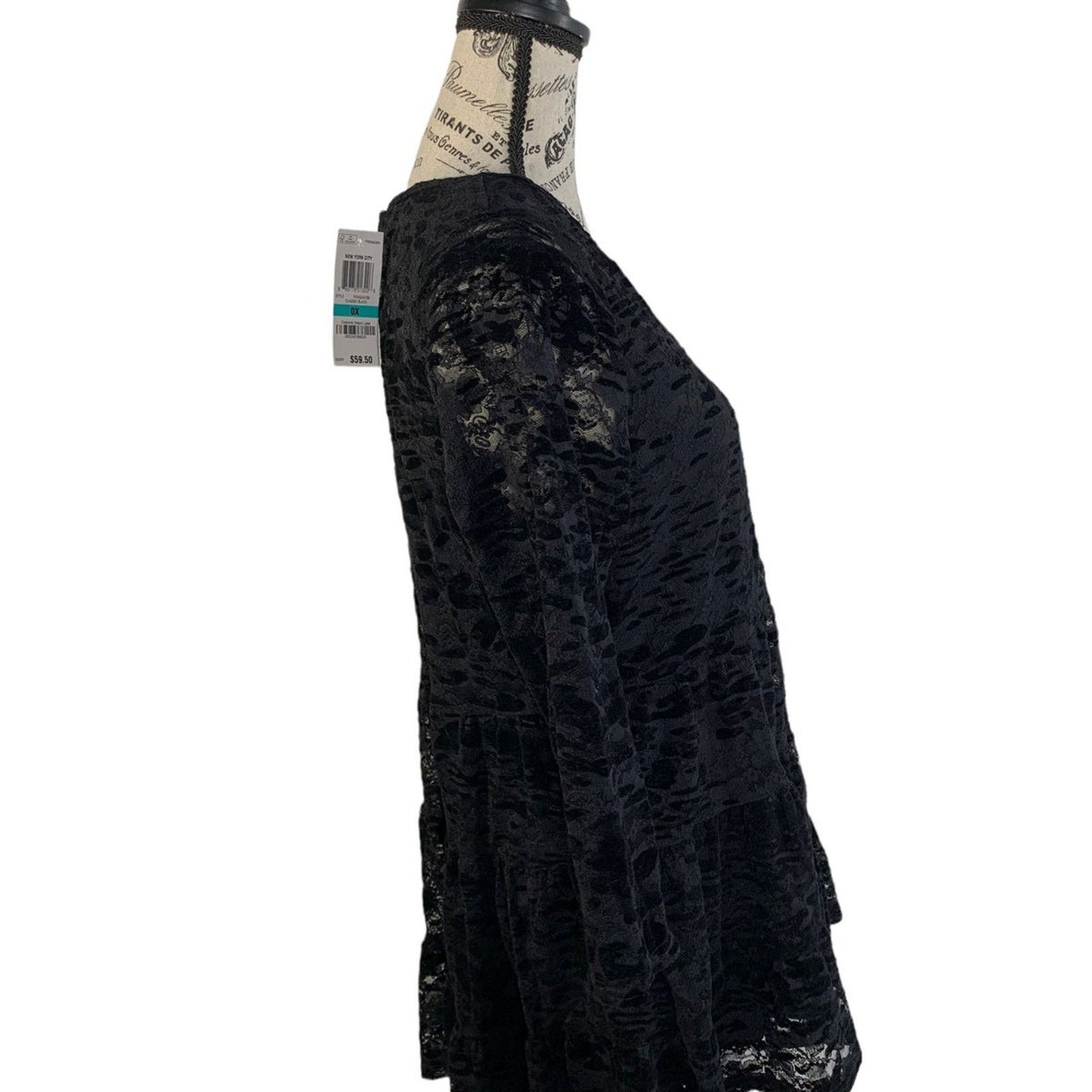 American Rag American Rag Women 's XL Top Black Retro Lace 3/4 Sleeve Size XL / US 12-14 / IT 48-50 - 11 Thumbnail