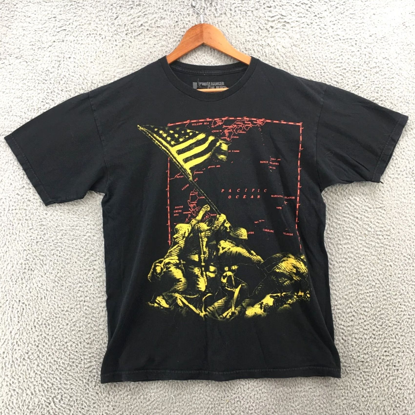 Vintage Ranger Up Tee Top Mens L Black Cotton Graphic Print Short Sleeve Casual Pullover Size US L / EU 52-54 / 3 - 2 Thumbnail