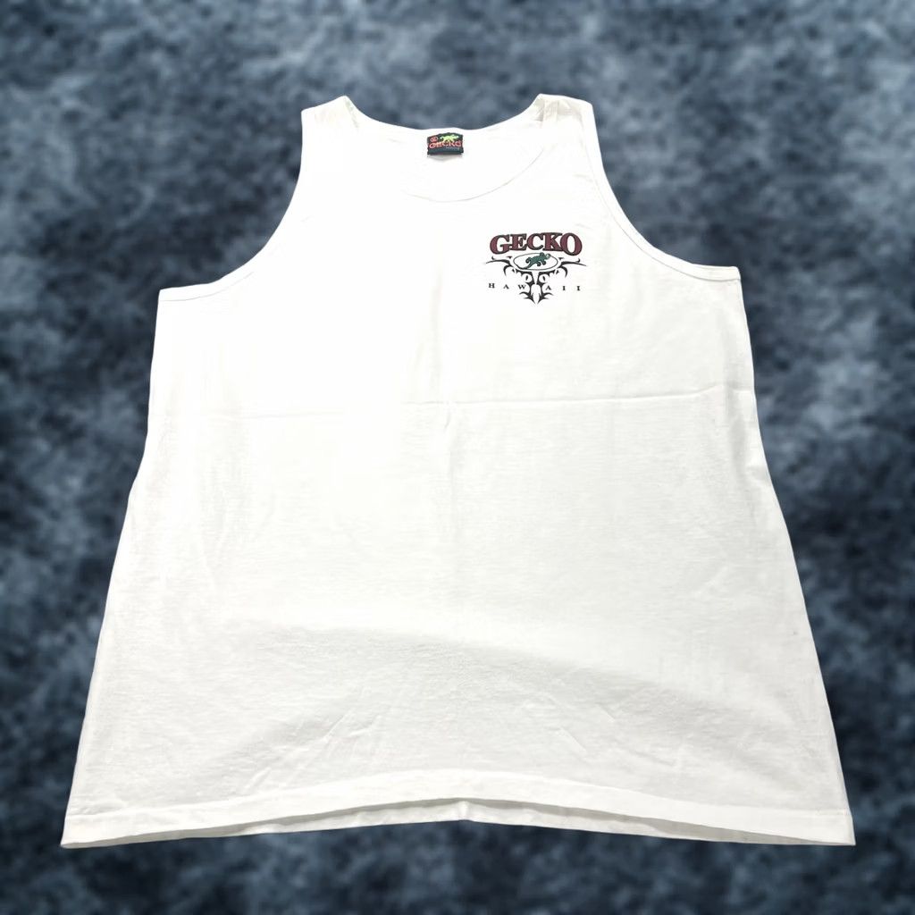 Vintage VINTAGE Gecko Hawaii Shirt Mens XL White Surf Beah Single Stitch Tank Top 90s Size US XL / EU 56 / 4 - 1 Thumbnail