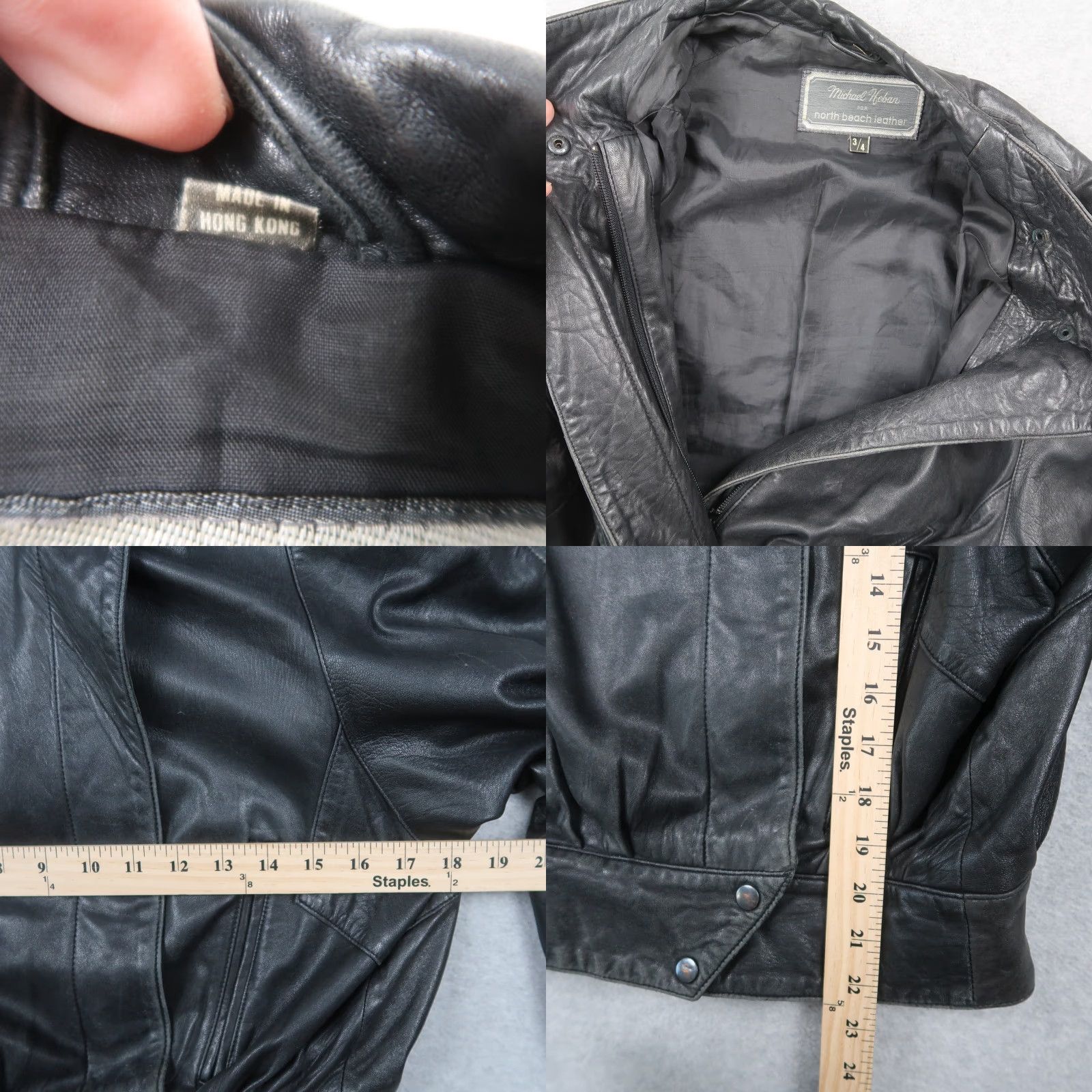 Vintage VINTAGE Michael Hoban North Beach Cropped Leather Jacket Women 4 Black Leather Cropped Vintage 80s Style Mens Womens Girls Size S / US 4 / IT 40 - 9 Thumbnail