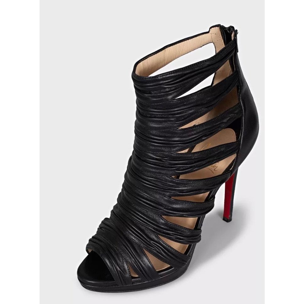 Christian Louboutin Christian Louboutin Black Leather Striped Pumps 36.5 Size US 6.5 / IT 36.5 - 3 Thumbnail