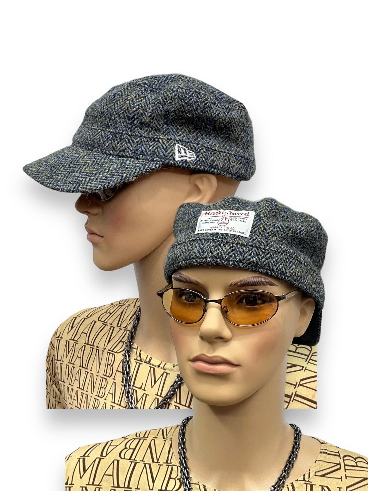 image of VeryHarris Tweed x New Era Tweed Wool Military Hat in Green, Men's