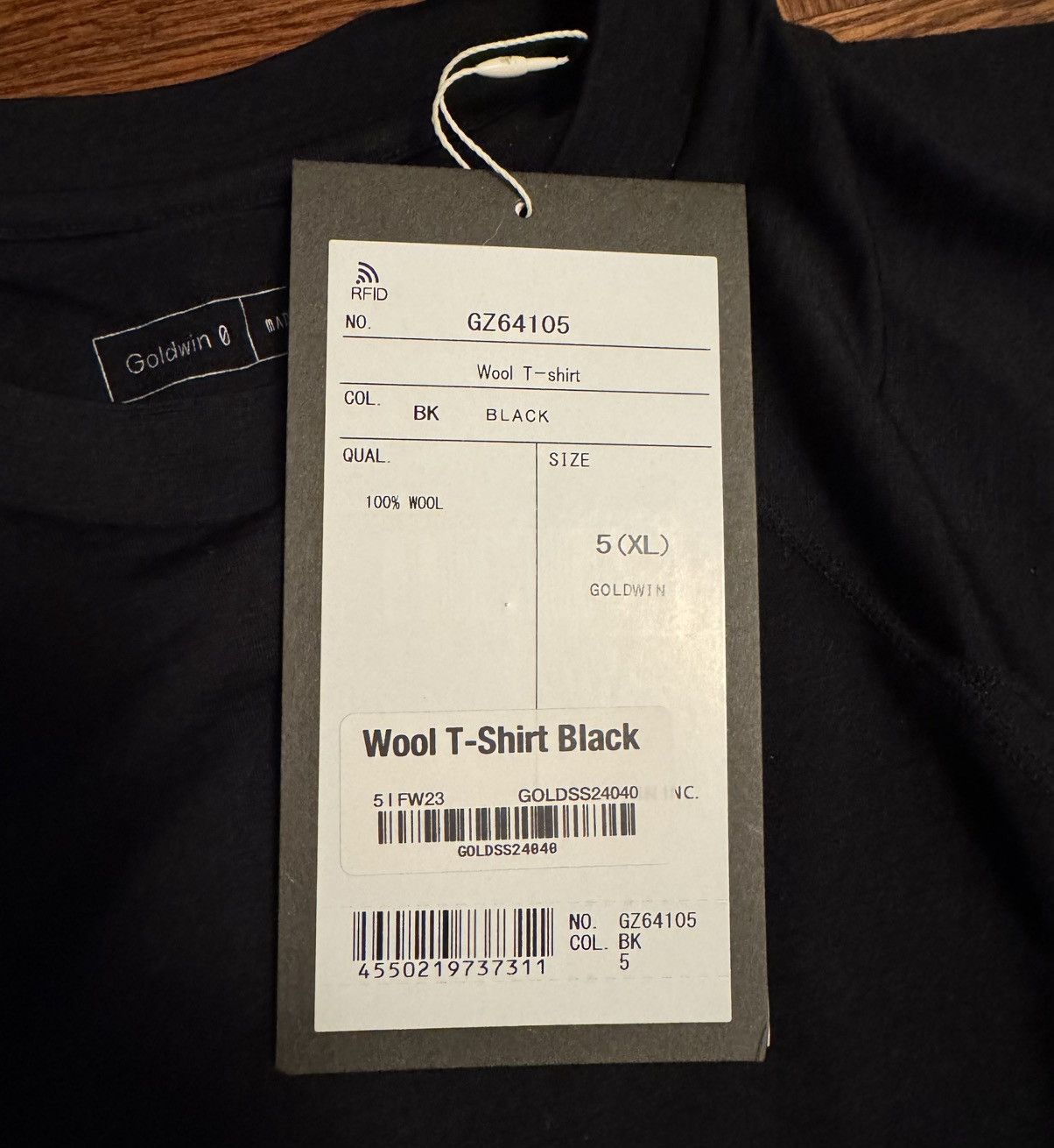 Goldwin Goldwin 0 Wool T-shirt Black 5(XL) Size US XL / EU 56 / 4 - 3 Thumbnail