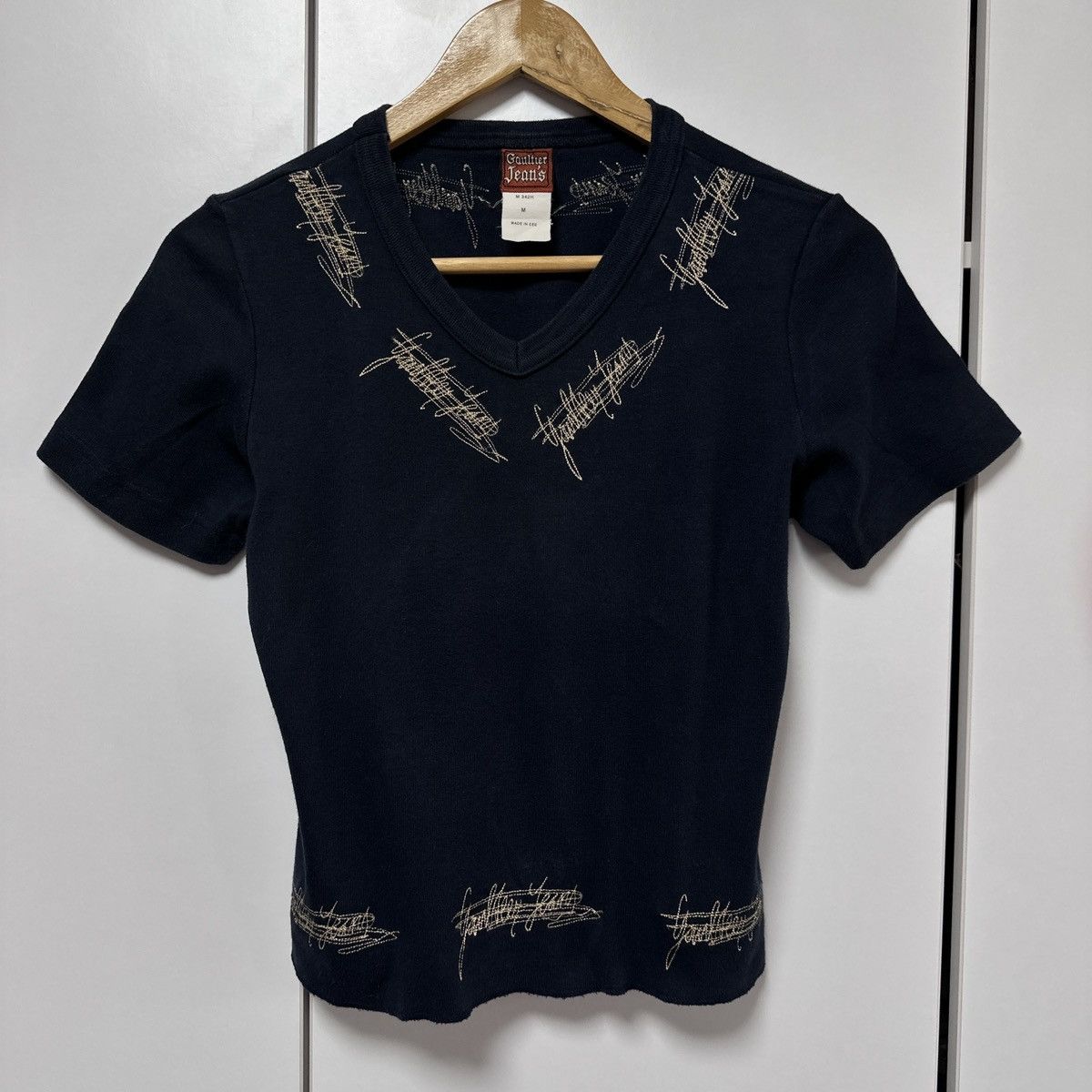 Jean Paul Gaultier JEAN PAUL-GAULTIER - Embroidered navy crop top Size M / US 6-8 / IT 42-44 - 2 Thumbnail