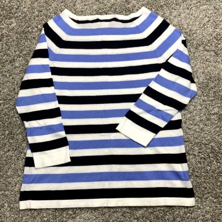 Loft LOFT Womens Medium 3/4 Sleeve Striped Lightweight Sweater Pullover Multicolor Size M / US 6-8 / IT 42-44 - 3 Thumbnail