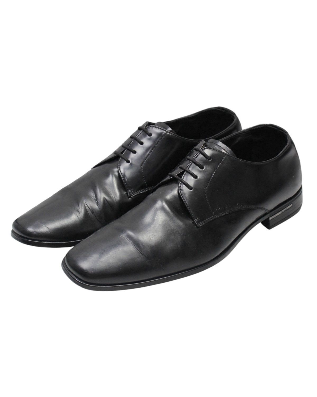 2000S PRADA BLACK SQUARE-TOE DERBY SHOES