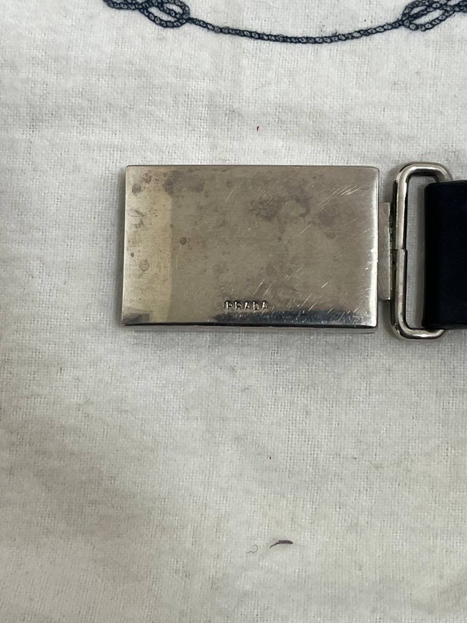 Prada Vintage Prada Black Smooth Leather Belt w/ Silver Buckle Size ONE SIZE - 1 Thumbnail