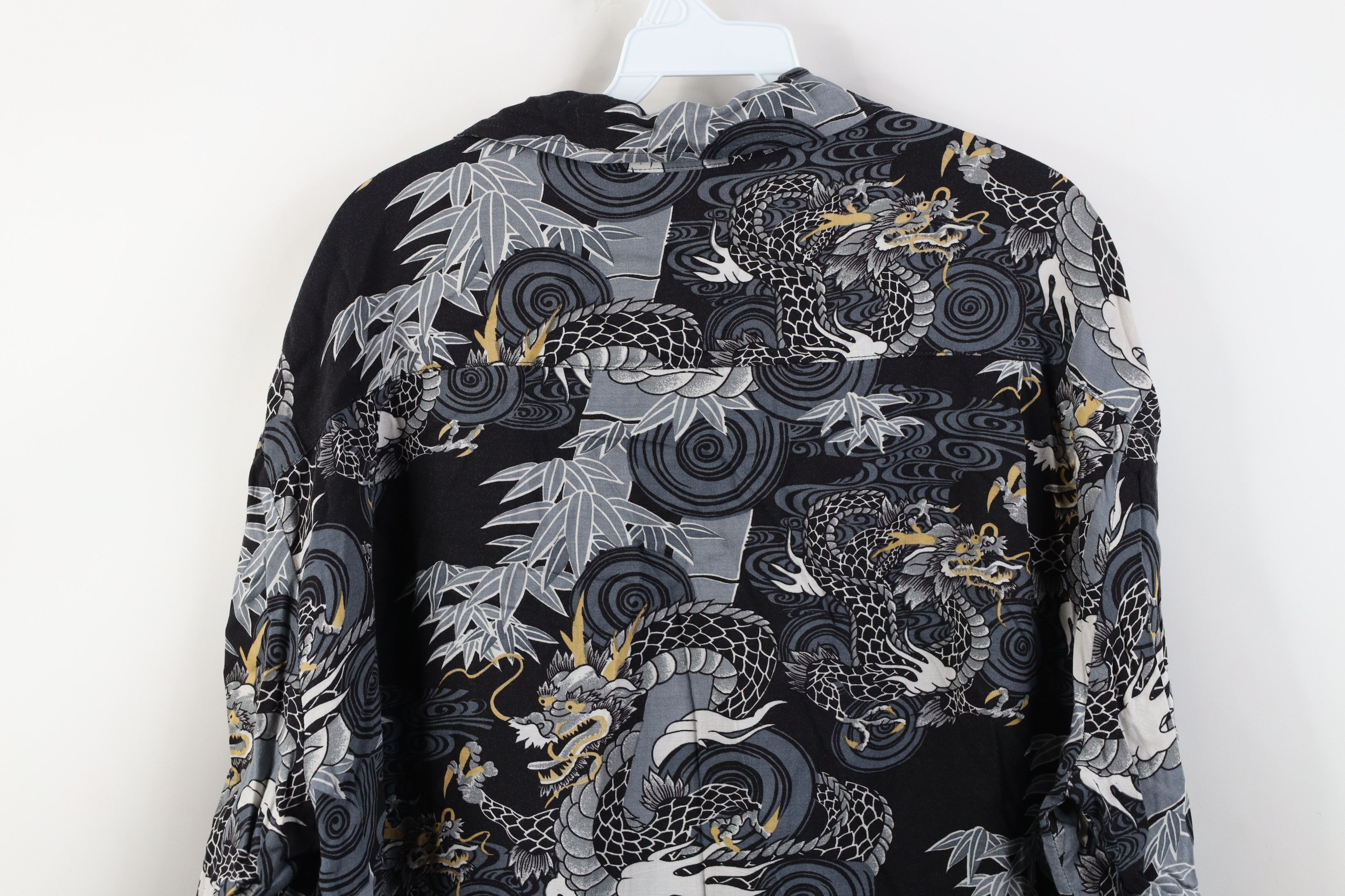 Vintage Vintage 90s Streetwear Gabardine Dragon Casino Button Shirt Size US XL / EU 56 / 4 - 11 Thumbnail