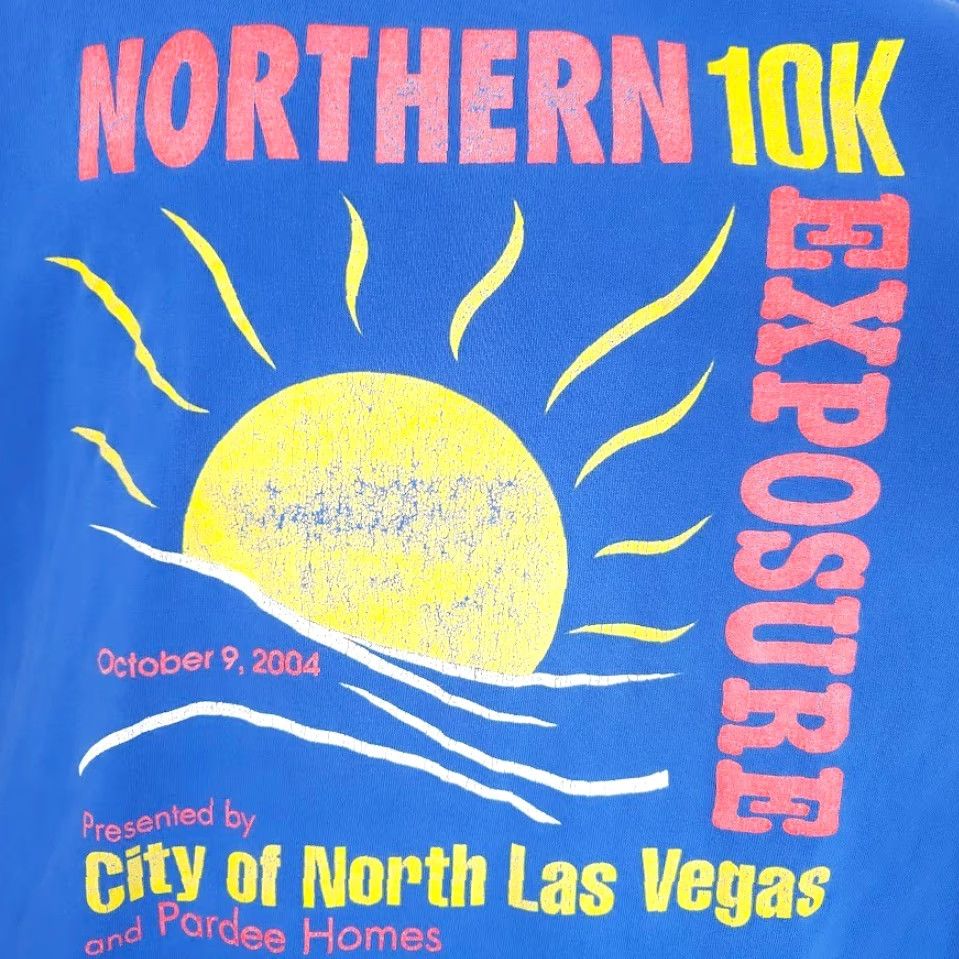 Gildan VINTAGE Gildan T-Shirt Mens XL Blue Graphic Tee Run Running Marathon 10K North Las Vegas Race Size US XL / EU 56 / 4 - 3 Thumbnail