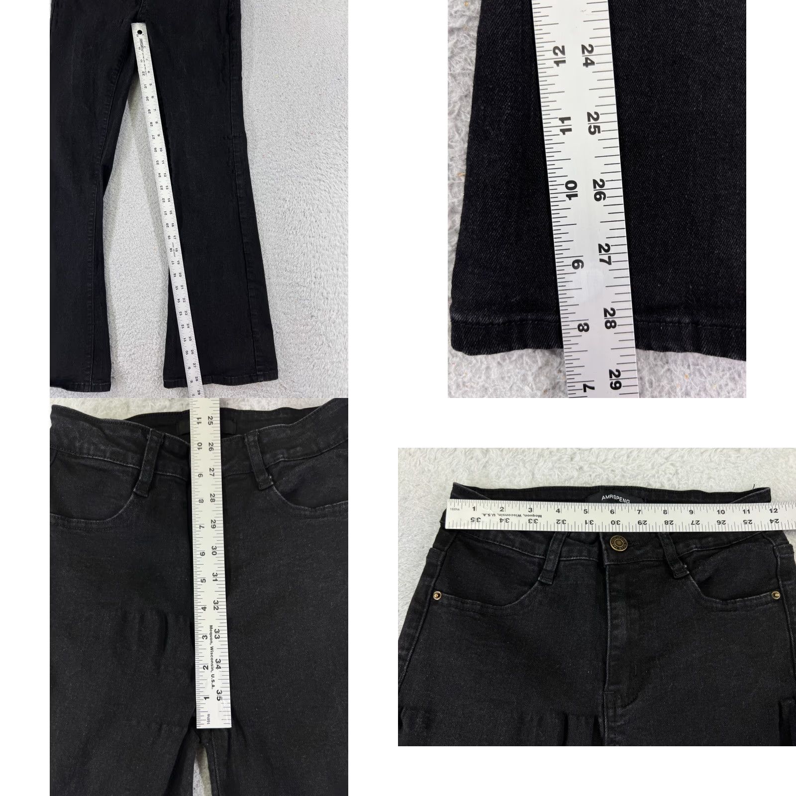 Vintage AMRSPENG Jeans Women 4 Black Flared Mid AMRSPENG 23x28 Denim Distressed Stretch 5-Pocket Regular Vintage No Size 27" / US 4 / IT 40 - 8 Thumbnail