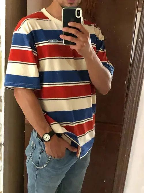 Japanese Brand Short Sleeve Red Striped T-shirts Men Women Size US M / EU 48-50 / 2 - 3 Thumbnail