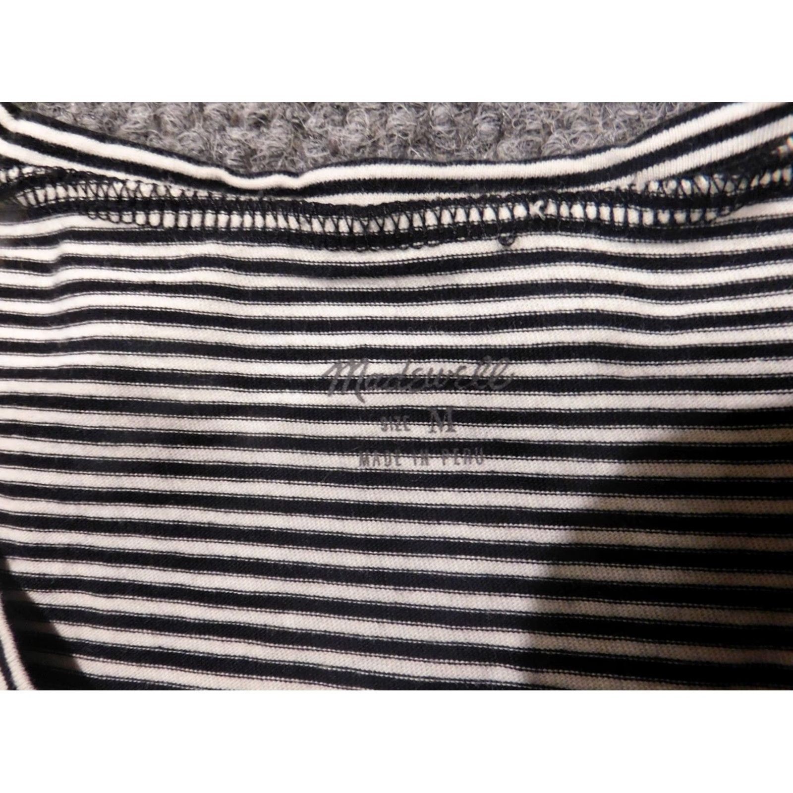 Madewell Madewell Blouse Shirt Women M Black Striped Crew Neck Short Sleeve Pullover Cotton Rayon Ruffle Casual Basic Classic Size M / US 6-8 / IT 42-44 - 6 Thumbnail