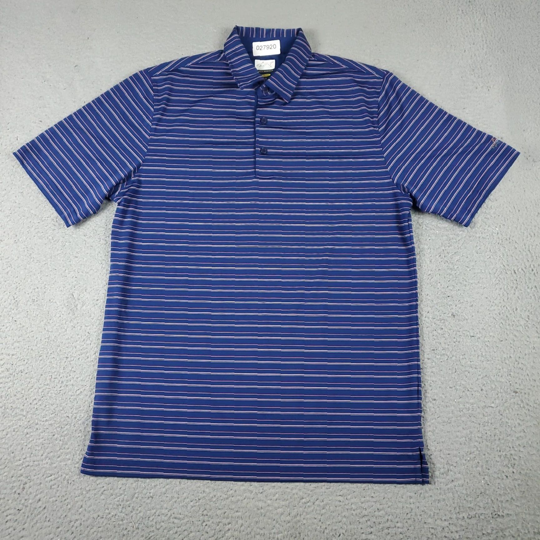 Vintage Greg Norman Polo Shirt Mens M Blue Striped Shark Casual Golf Short Sleeve Size US M / EU 48-50 / 2 - 2 Thumbnail
