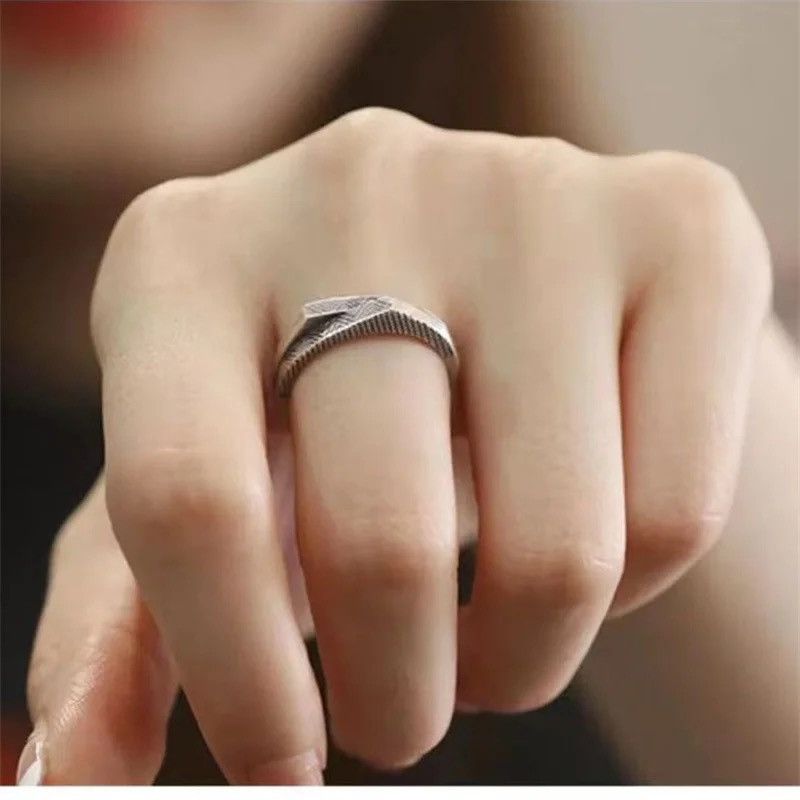 Jewelry × Vintage Vintage Double Layered Carved Mountain Geometric Open Ring Size ONE SIZE - 5 Thumbnail