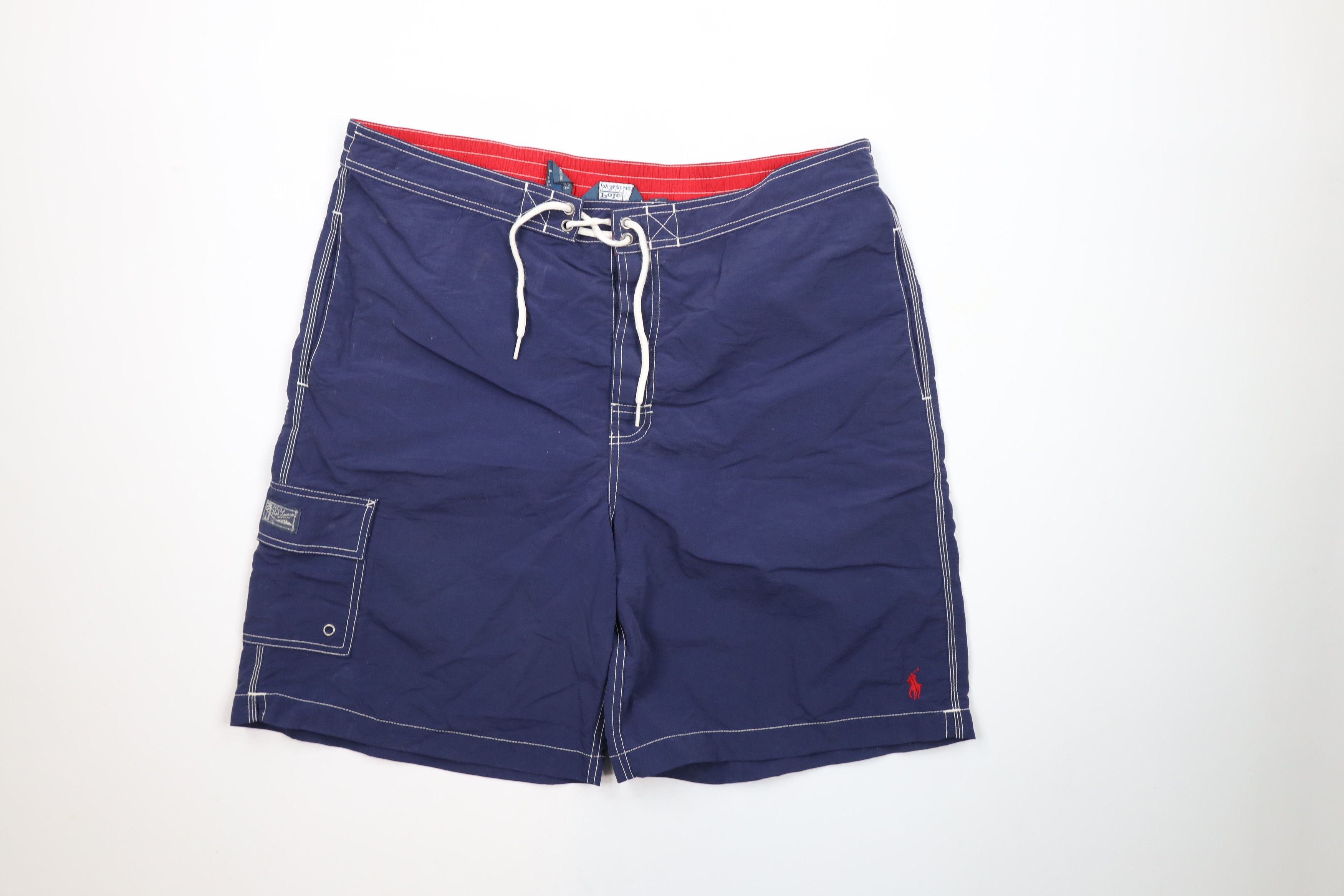 Ralph Lauren × Vintage Vintage 90s Ralph Lauren Spell Out Lined Shorts Swim Trunks Size US 36 / EU 52 - 1 Thumbnail