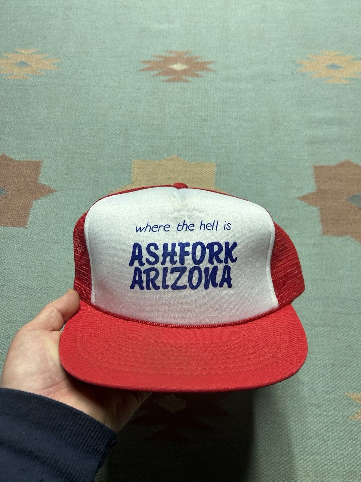 Vintage Vintage trucker hat where the hell is Ashfork Arizona red Size ONE SIZE - 2 Thumbnail