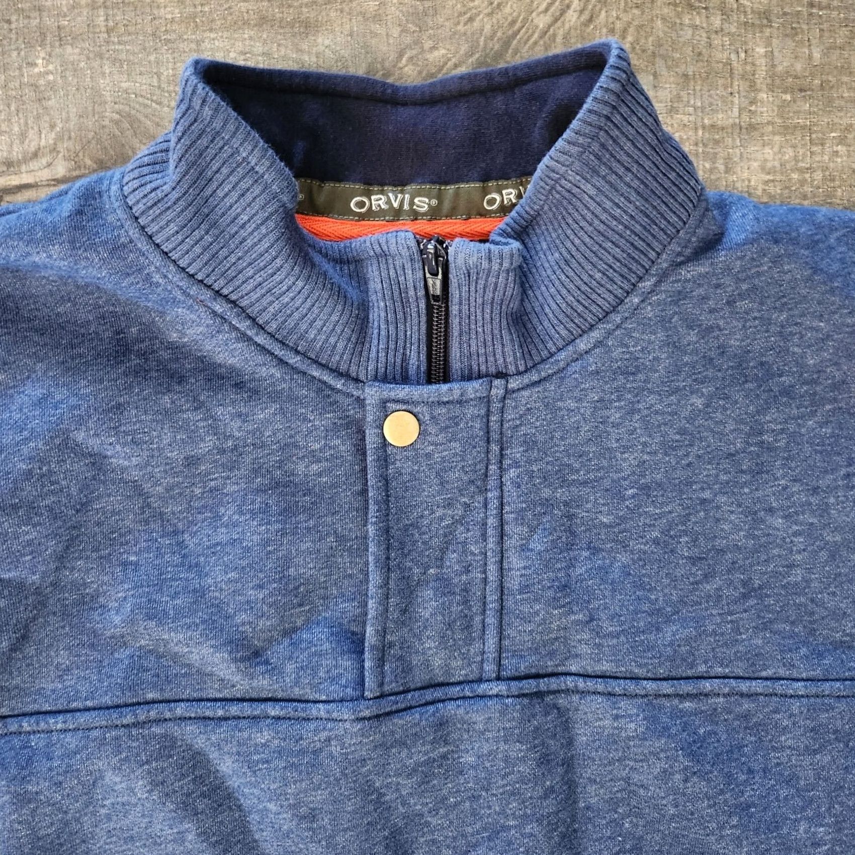 Orvis VINTAGE Orvis Fleece 1/4 Zip Snap Pullover Sweatshirt Mens XL Blue Fishing Sweater Pockets Mock Neck 1/4 Zip Lined Pocket Outdoor Classic 90s Size US XL / EU 56 / 4 - 2 Thumbnail