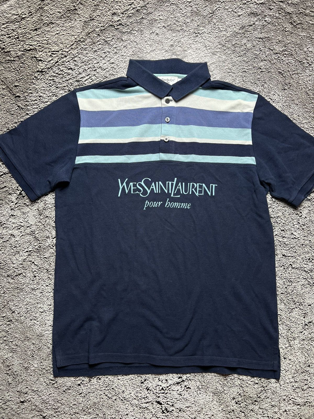 Yves Saint Laurent YSL Yves Saint Laurent vintage big spell out logo polo shirt Size US L / EU 52-54 / 3 - 1 Thumbnail