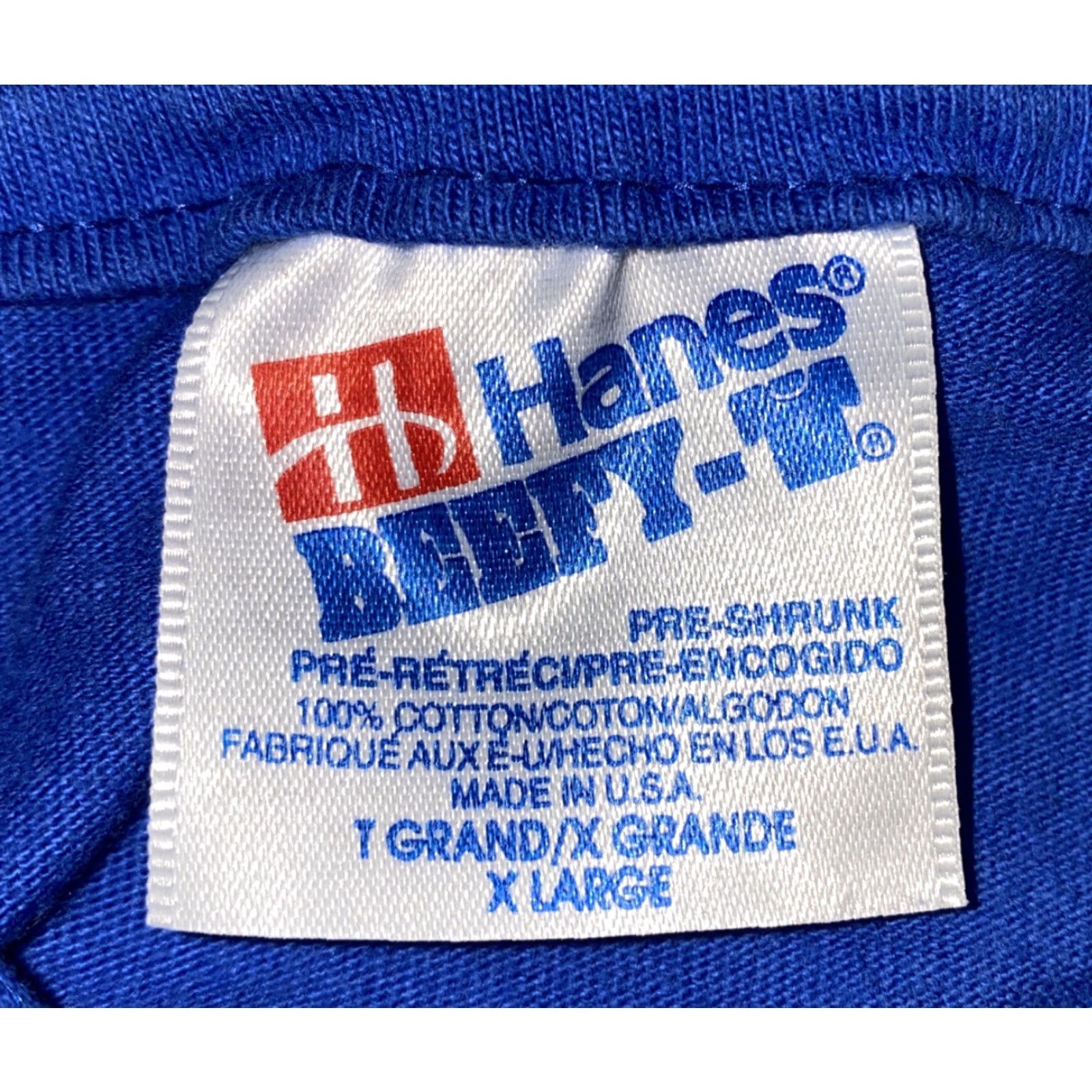 Hanes VINTAGE Hanes Beefy-T T-Shirt Mens Blue XL Short Sleeve TAP Security Regular Size XL Size US XL / EU 56 / 4 - 6 Thumbnail