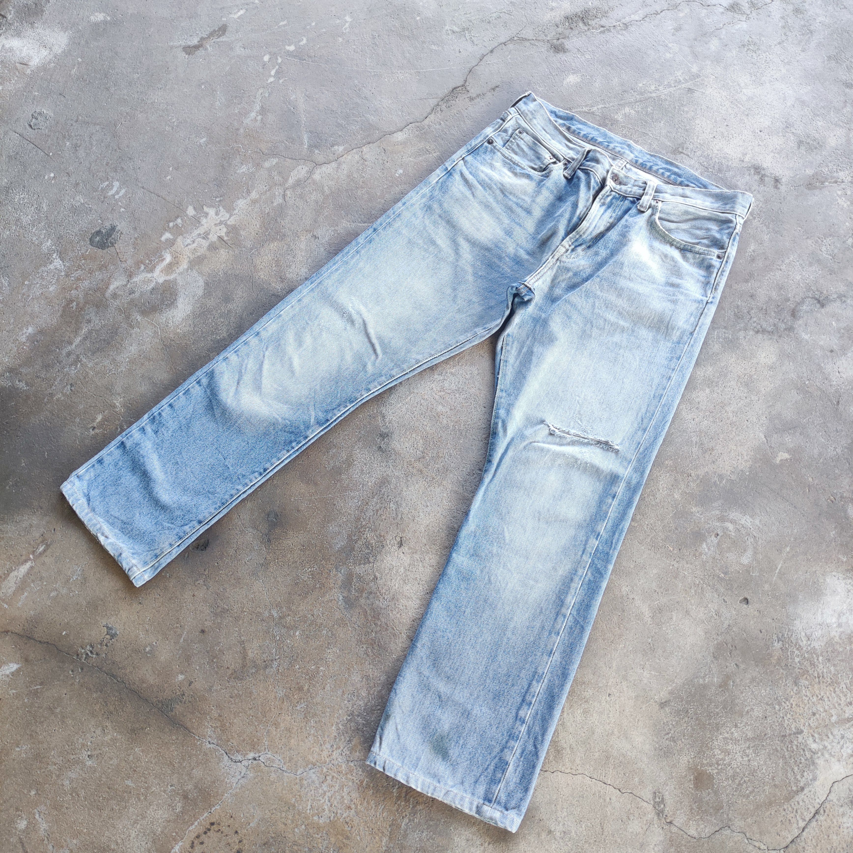 GU Vintage GU Brand Straight Jeans Faded Ripped Pants Size US 34 / EU 50 - 2 Thumbnail