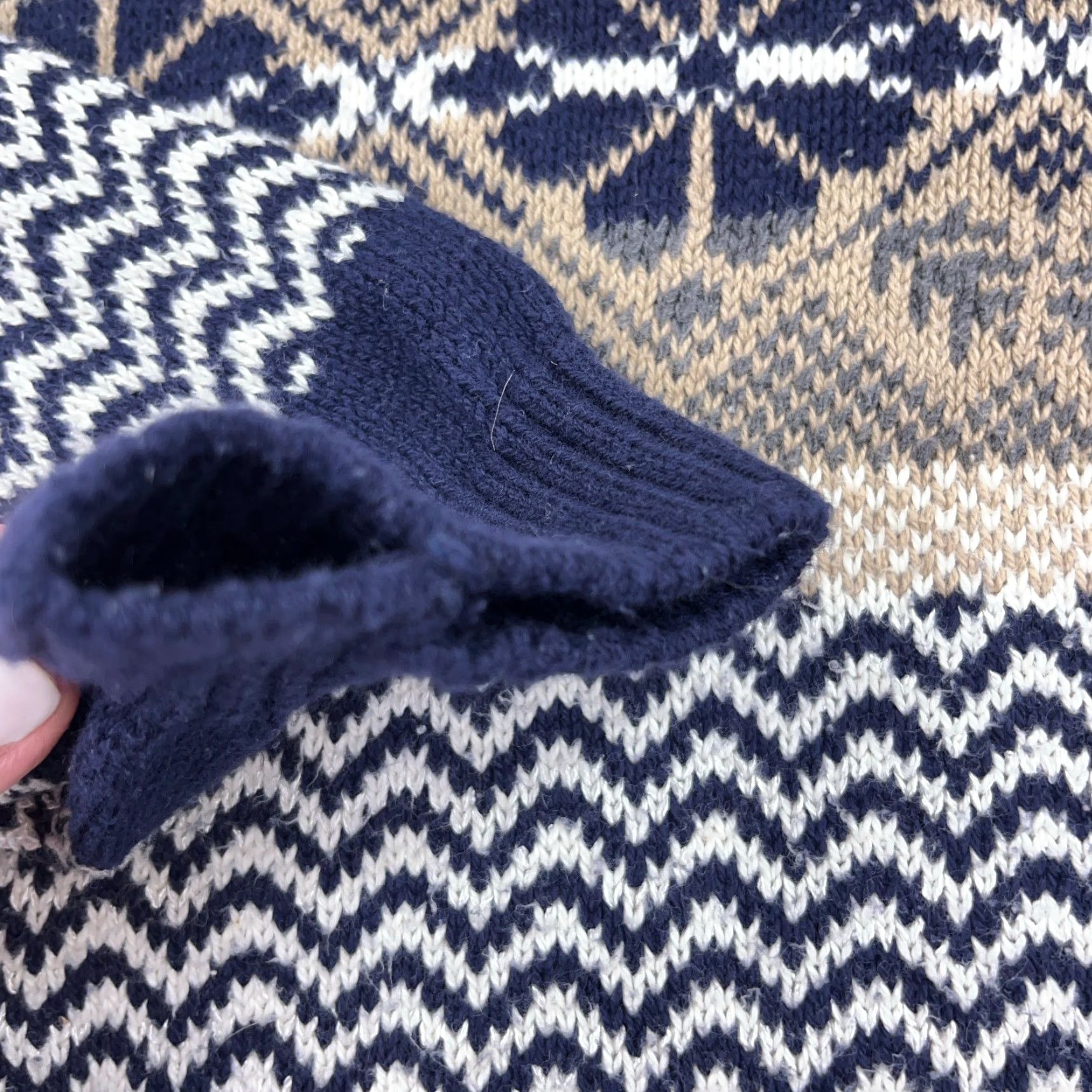 Vintage Vintage Grandpas Sweater Men Large Blue Heavy Knit Geometric Nordic USA 80s 90s Size US L / EU 52-54 / 3 - 5 Thumbnail