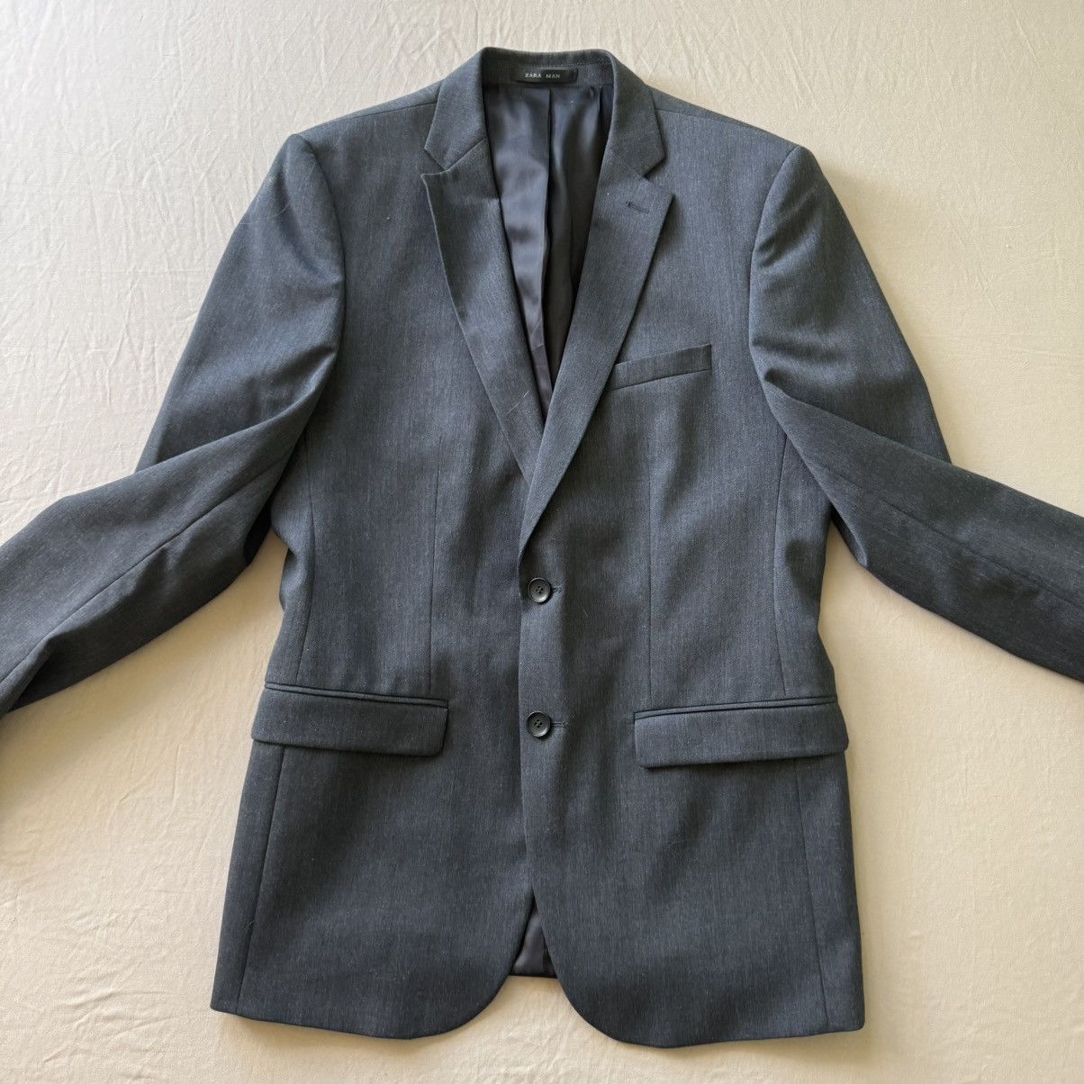 Zara Zara Man WOOL SUIT BLAZER Size 38R - 3 Thumbnail