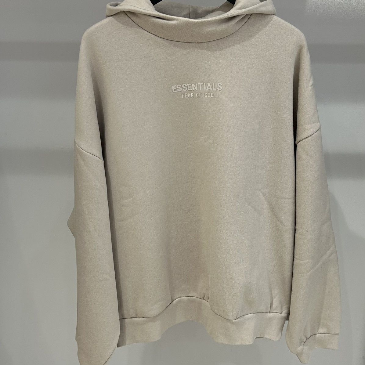 image of Fear Of God Essentials Hoodie Silver Cloud, Men's (Size Large)