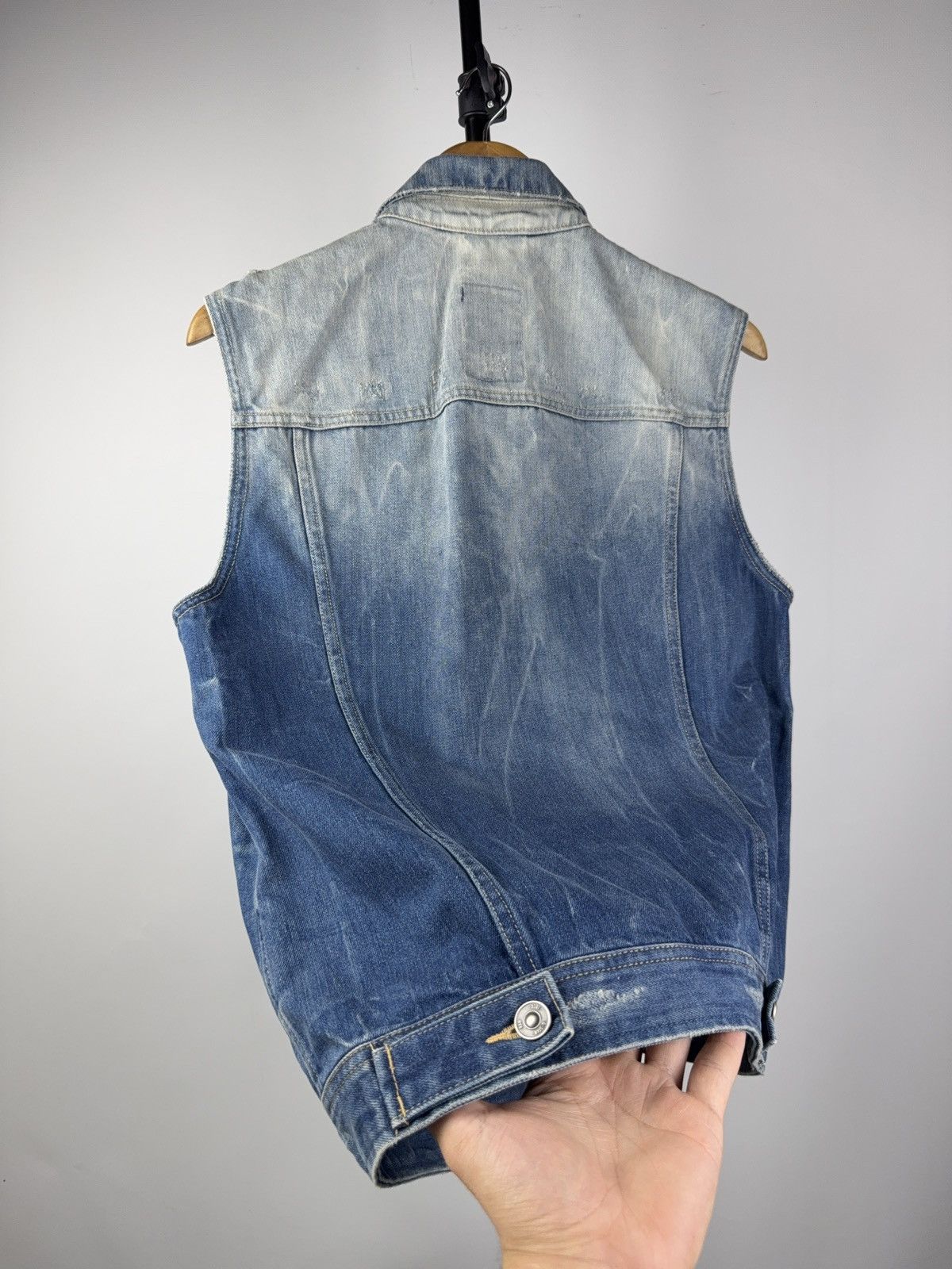 G-Star Vintage 00s G-Star RAW Distressed Denim Vest Retro Y2K Size US S / EU 44-46 / 1 - 8 Thumbnail