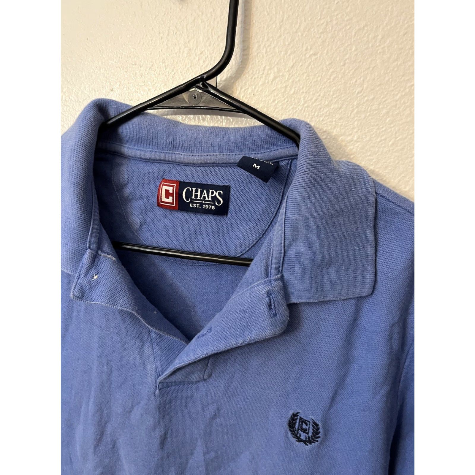 Chaps VINTAGE Chaps Polo Shirt Men's Regular Fit Short Sleeve Blue 100% Cotton Medium Polo Golf American Brand Logo Shirts Men Size US M / EU 48-50 / 2 - 3 Thumbnail