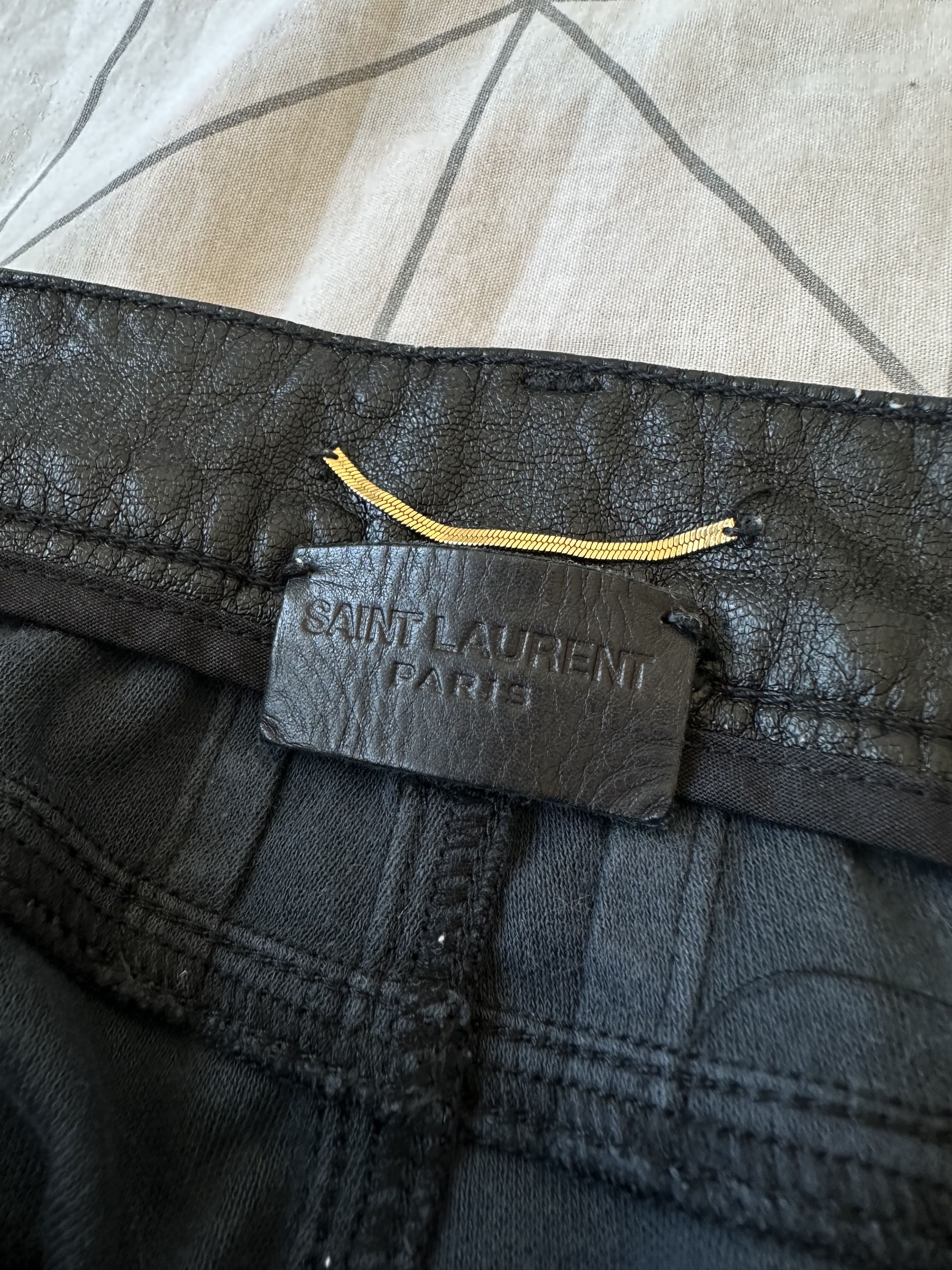 Saint Laurent Paris 2013 Saint Laurent Waxed Black Skinny Pants Hedi Slimane Era Size US 27 - 5 Thumbnail
