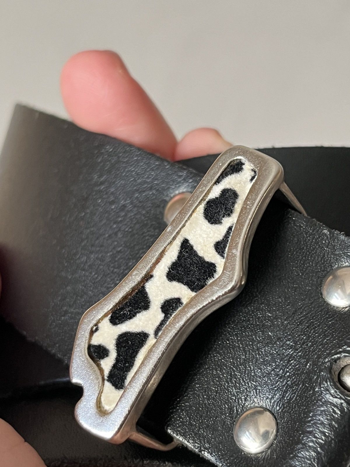Cowboy Equipment × Vintage Cow Hair Pattern Dalmatian Cowboy Avant Garde Leather Belt Size ONE SIZE - 7 Thumbnail