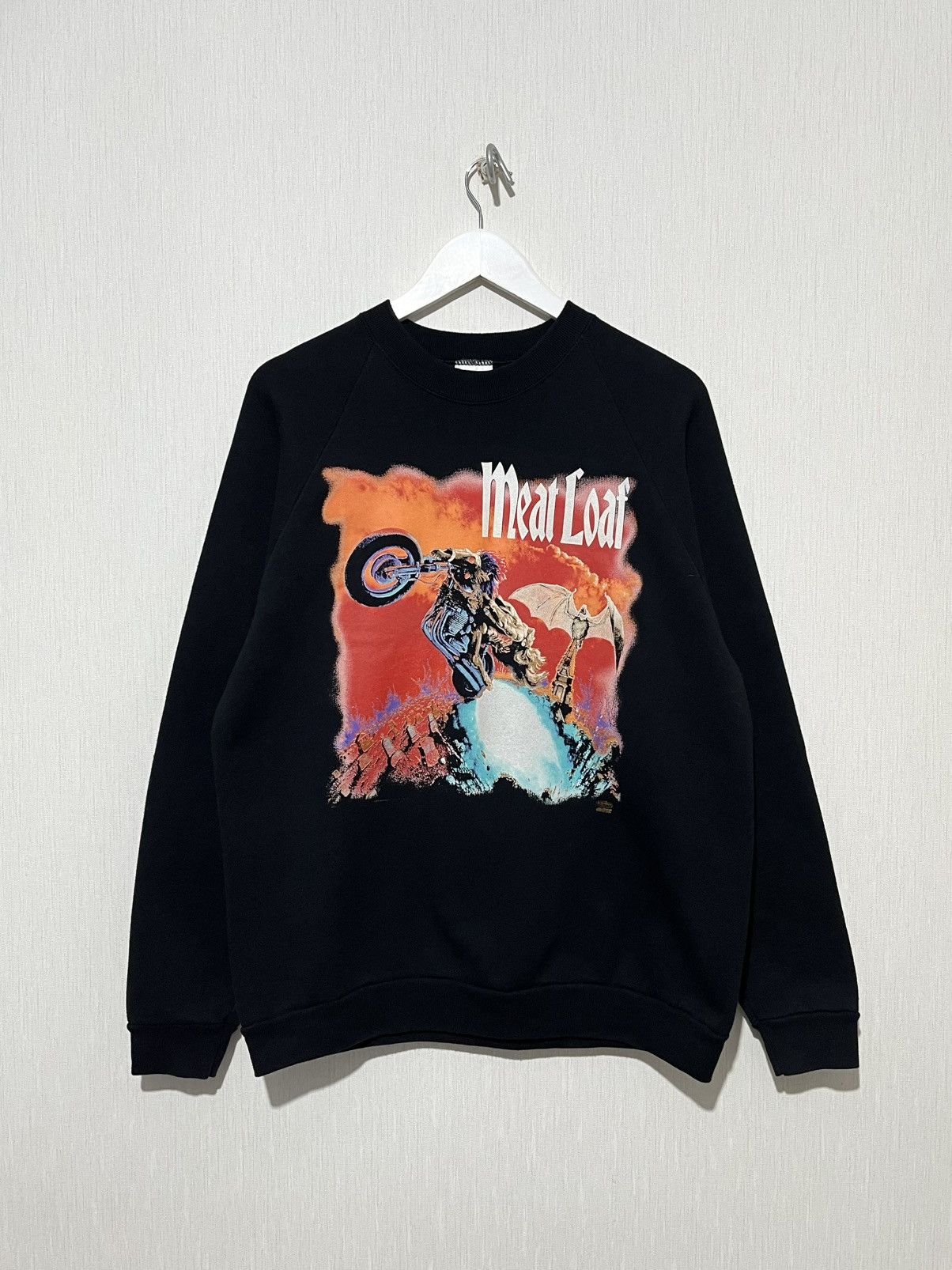 Band Tees × Vintage Vintage 90s Meat Loaf Bat Out Of Hell Made In USA Sweatshirt Size US L / EU 52-54 / 3 - 1 Thumbnail