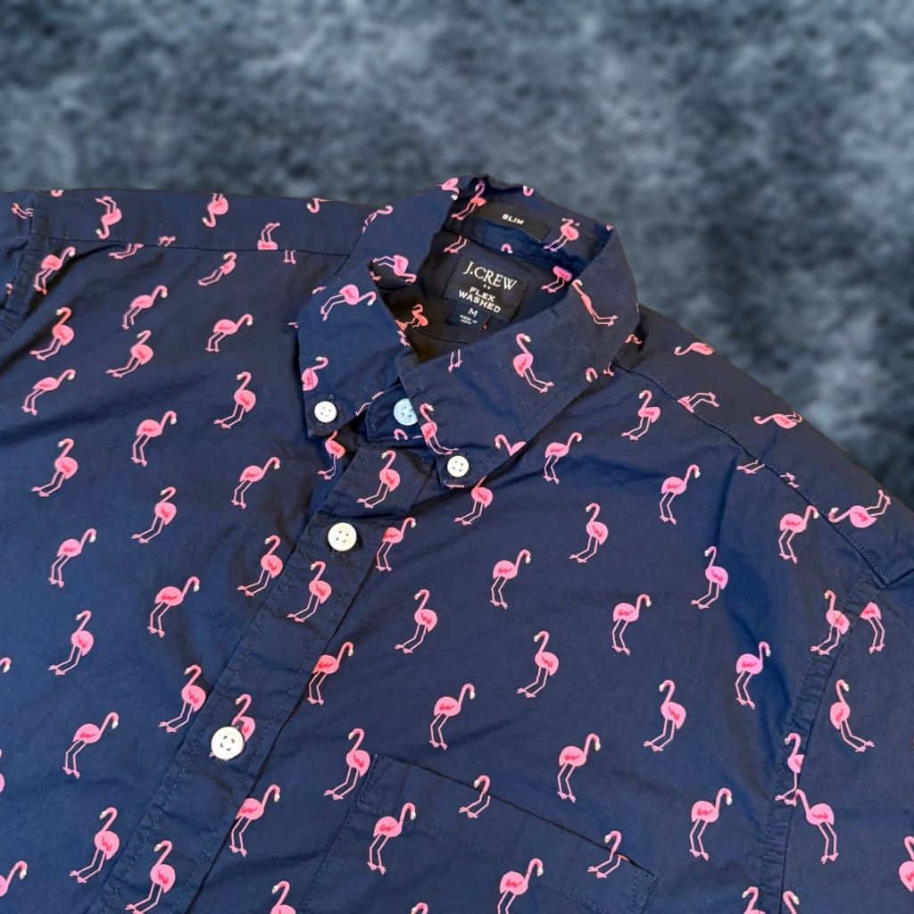 J.Crew J.Crew Flex Washed Slim Fit Flamingo Short Sleeve Button-Down Shirt Mens M Size US M / EU 48-50 / 2 - 1 Thumbnail