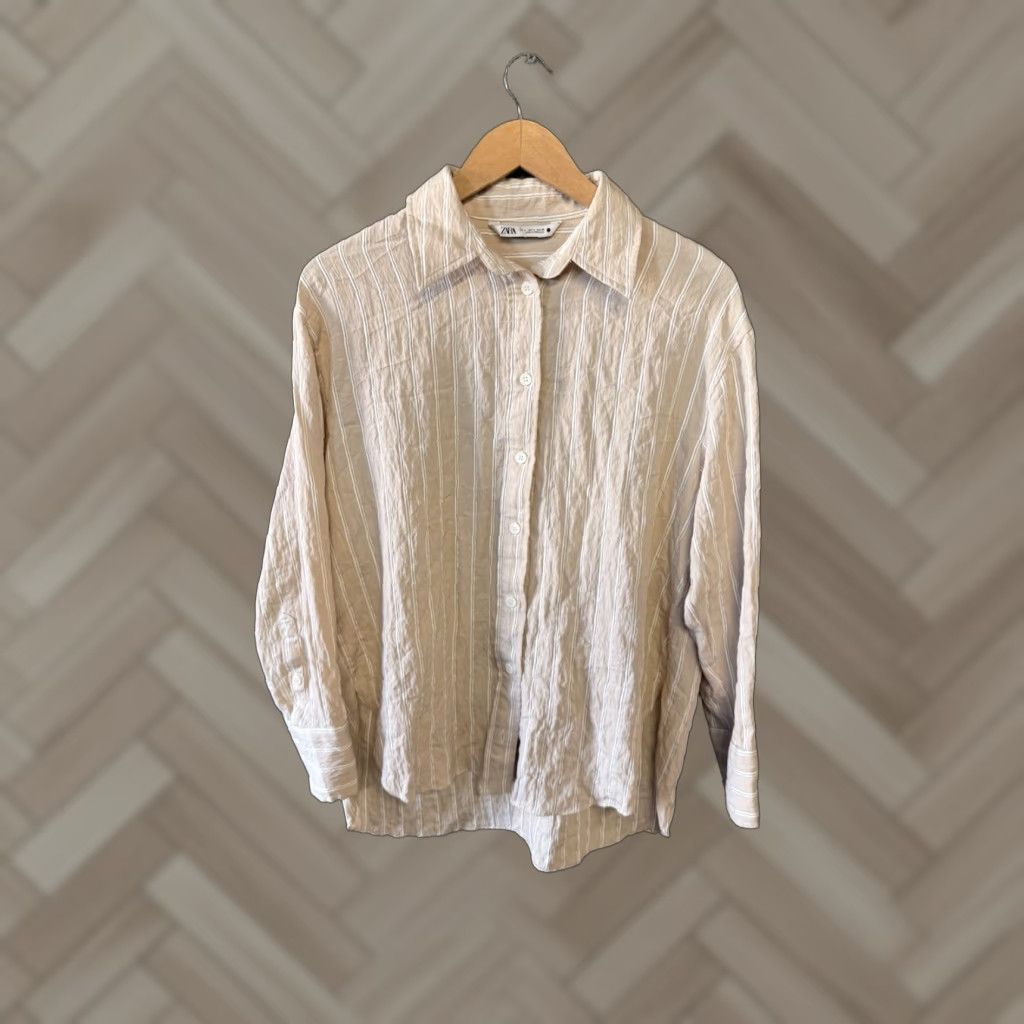 Zara VINTAGE Zara Womens Brown Long Sleeve Striped Button-Up Shirt Size Small Size S / US 4 / IT 40 - 1 Thumbnail