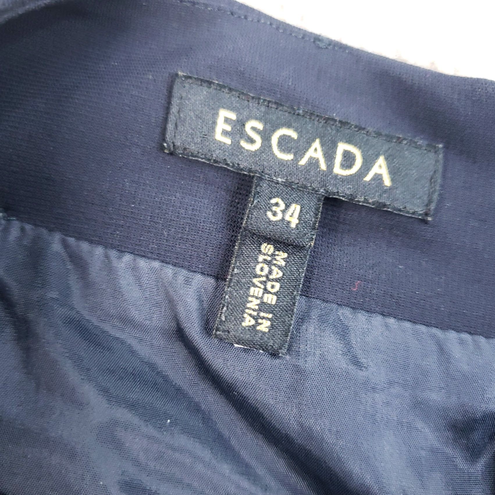 Escada ESCADA Shift Dress Women 34 Blue Midi Short Sleeve Zip Luxurious Solid Stretch Viscose Spandex Polyamide Size 24" / US 00 / IT 34 - 6 Thumbnail