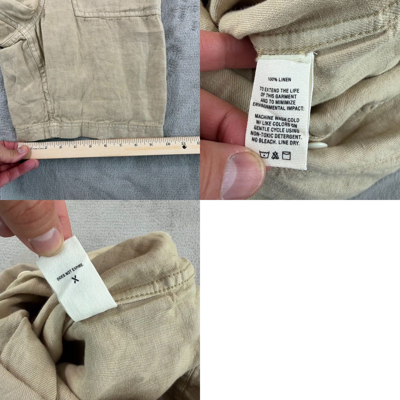 Alex Mill Alex Mill Standard Shortall Jumpsuit Women XS Vintage Khaki 100% Linen Size 26" / US 2 / IT 38 - 8 Thumbnail