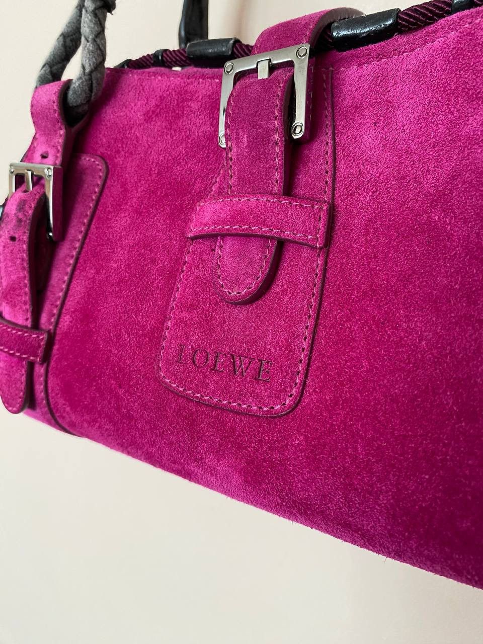 Loewe Loewe Suede Shoulder Bag Pink Size ONE SIZE - 2 Thumbnail
