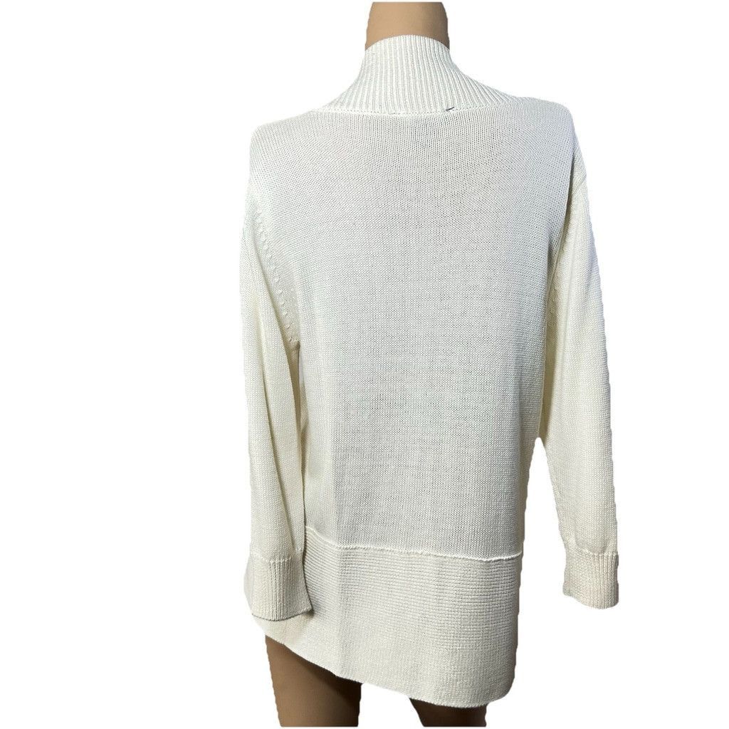 DKNY DKNY White Cotton Open Cardigan Size Medium Zipper Detail Size M / US 6-8 / IT 42-44 - 9 Thumbnail