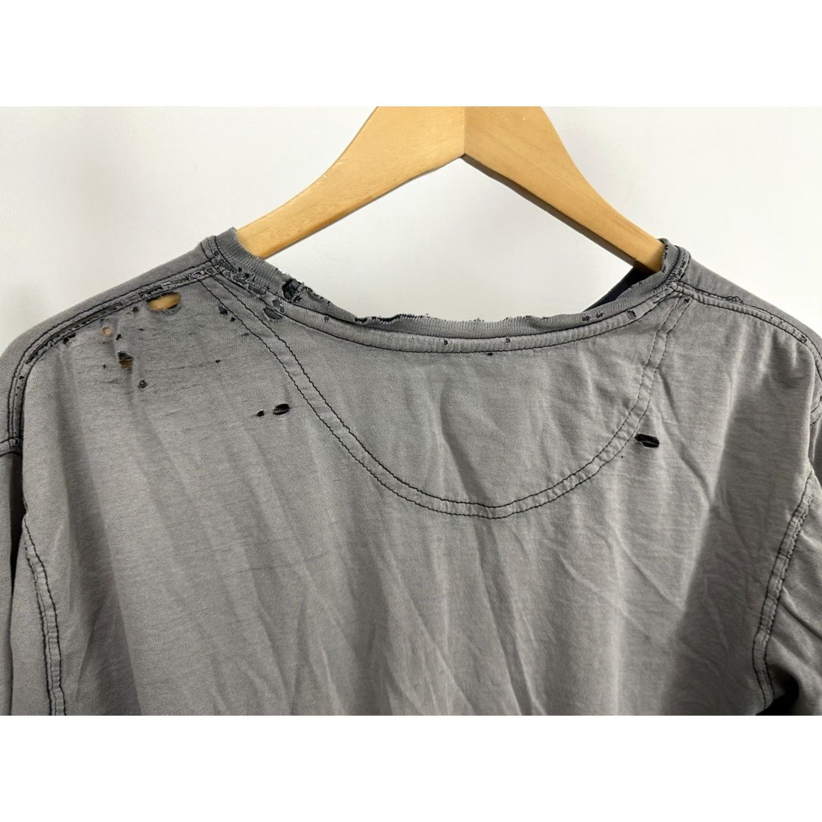 Weatherproof VTG Weatherproof T-Shirt Mens L Gray/Navy Distressed Grunge WIP Workwear Thrashed Cotton Shirt Size US L / EU 52-54 / 3 - 5 Thumbnail