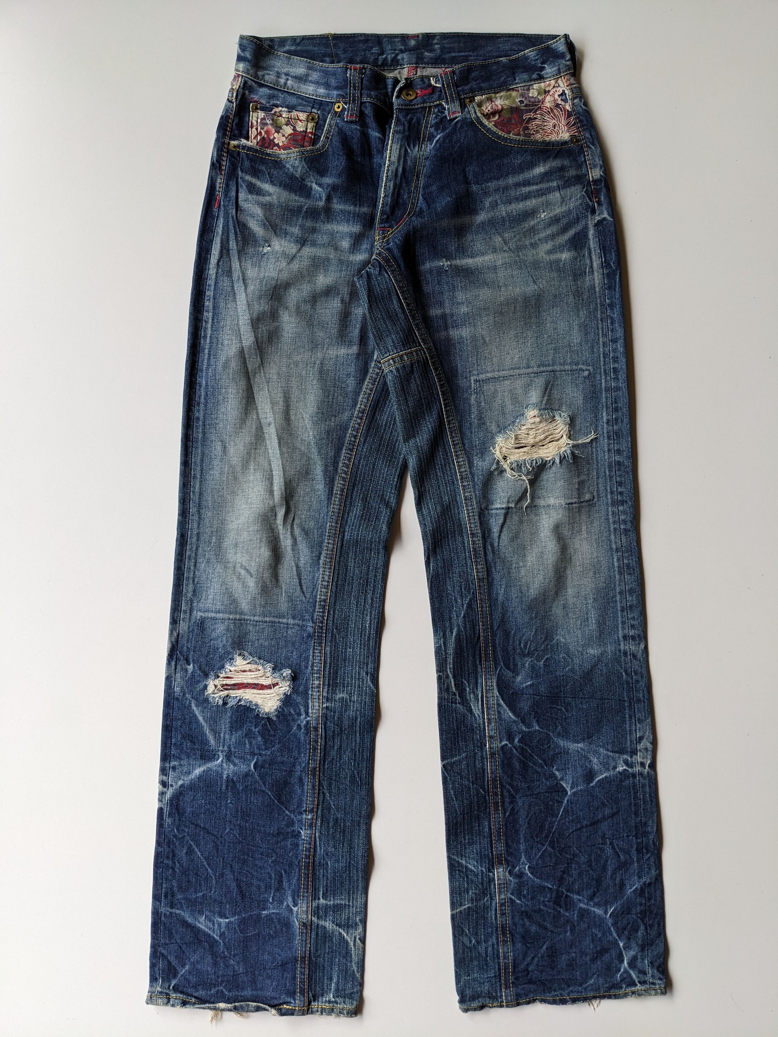 Eternal Eternal Karakuri thunder patchwork faded jeans Size US 30 / EU 46 - 1 Thumbnail
