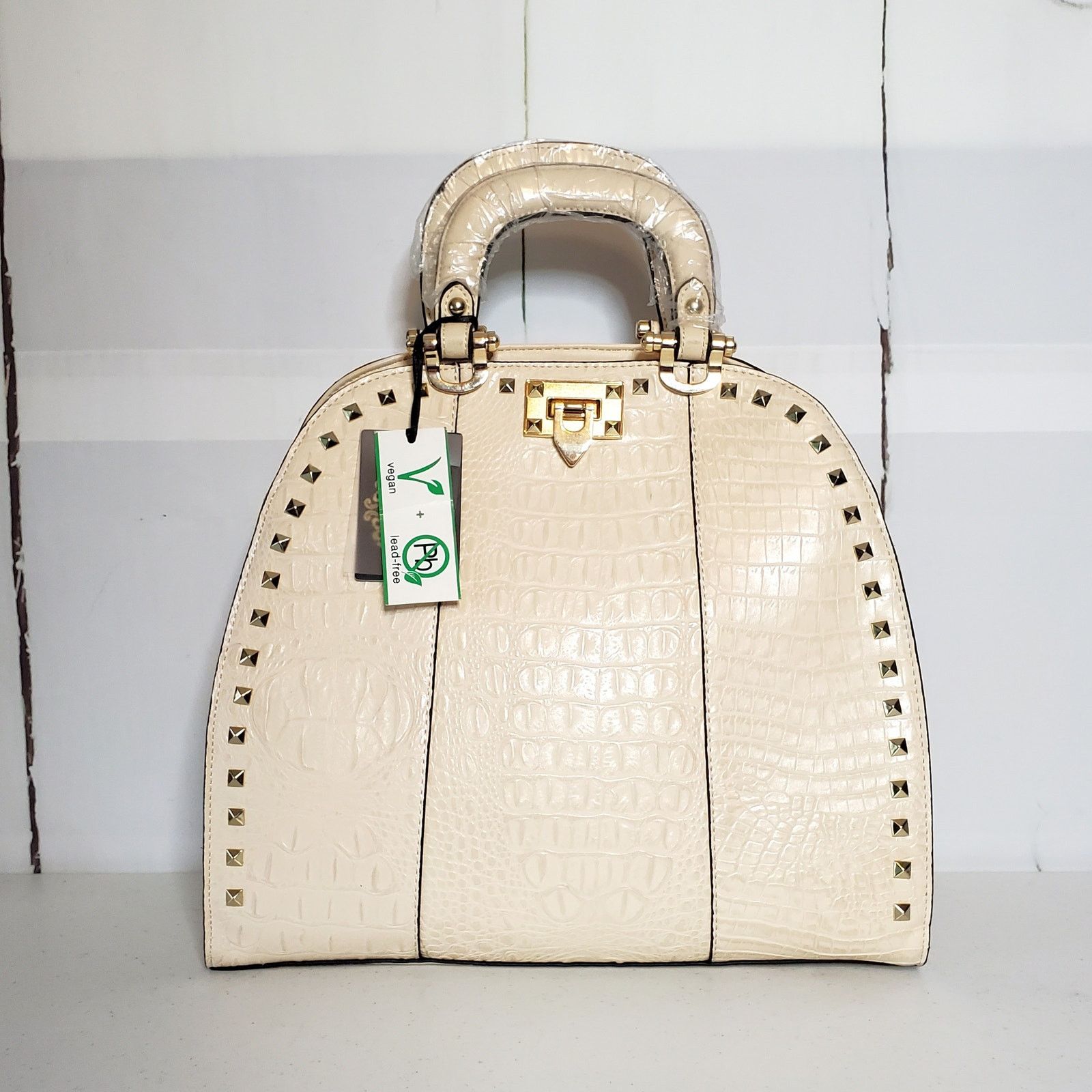 Designer Isabelle Patent Vegan Leather Faux Croc Dome Satchel Size ONE SIZE - 1 Thumbnail