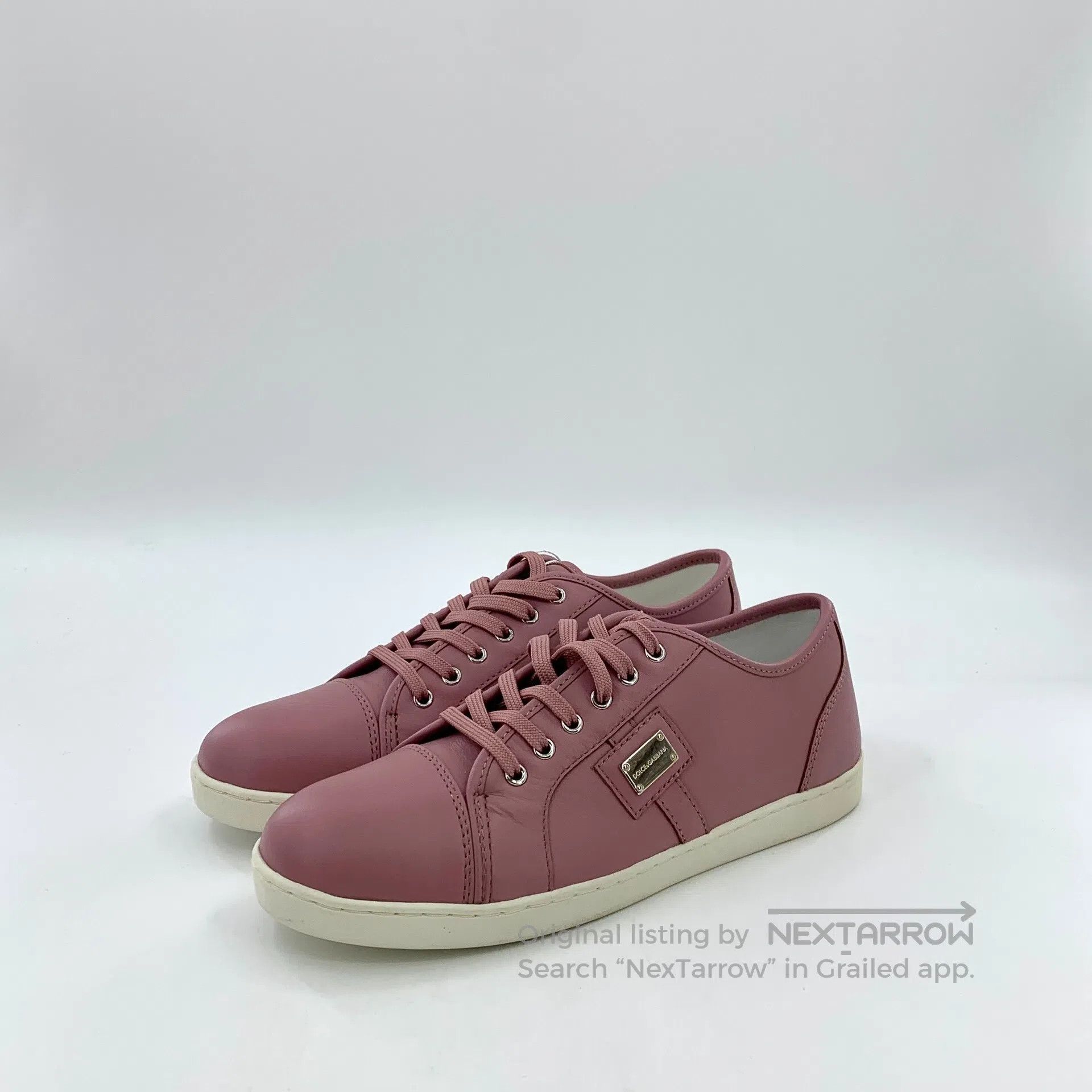 Dolce & Gabbana Dolce Gabbana Pink Leather Buckle Casual Flat Sneakers| Size US 5 / EU 37 - 1 Thumbnail