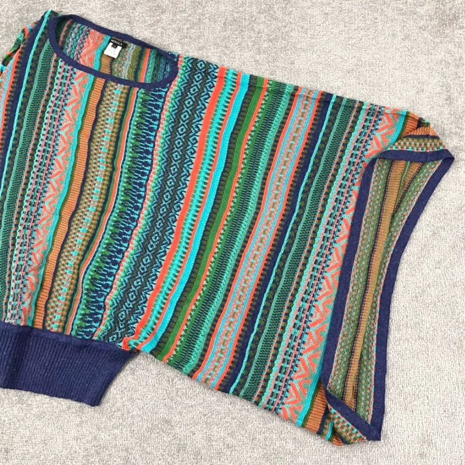 Vintage NOVICA Sweater Womens L/XL Multi Boho Striped Alpaca Blend Batwing Poncho Size XL / US 12-14 / IT 48-50 - 6 Thumbnail