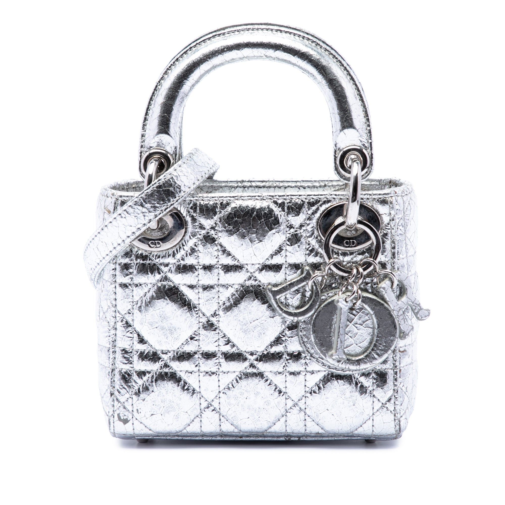 Dior Micro Metallic Crinkled Calfskin Cannage Lady Dior Size ONE SIZE - 1 Thumbnail