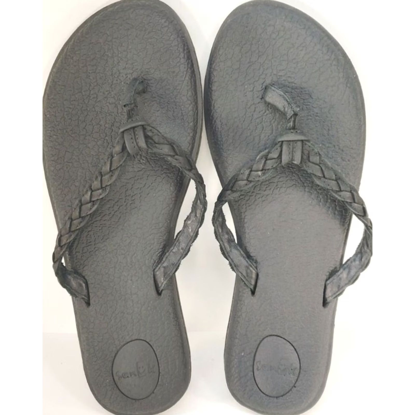 Sanuk VINTAGE Sanuk Yoga Braid Leather Flip Flop Sandals Women's 10 Black 101112767 Mens Womens Girls? Size US 9 / IT 39 - 6 Thumbnail