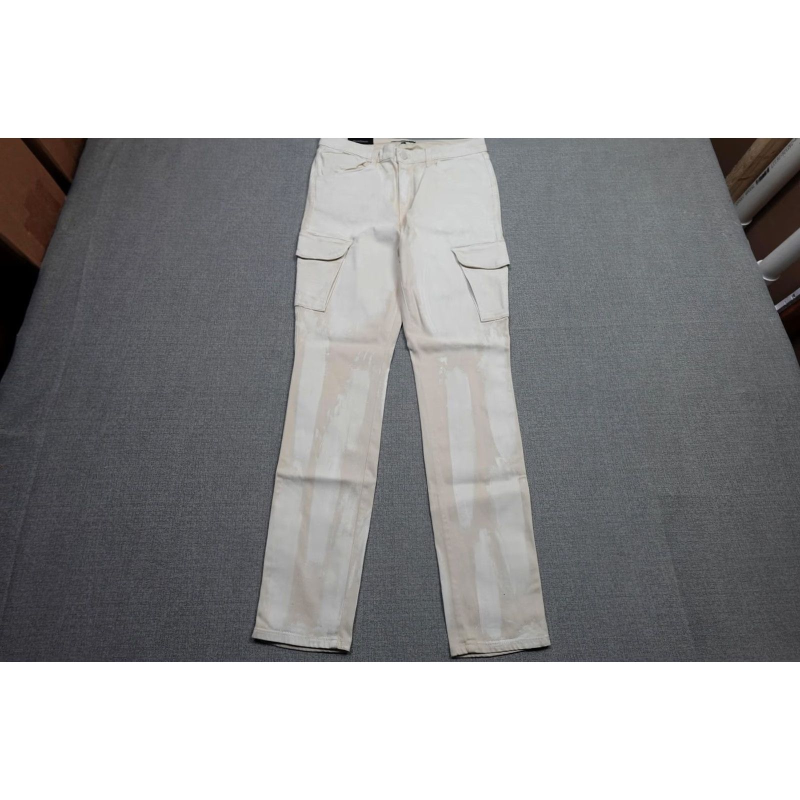 MONFRERE MONFRÈRE Preston Skinny Cargo Pants Mens 34x34 White Denim Slim Stretch Pockets Size US 34 / EU 50 - 3 Thumbnail