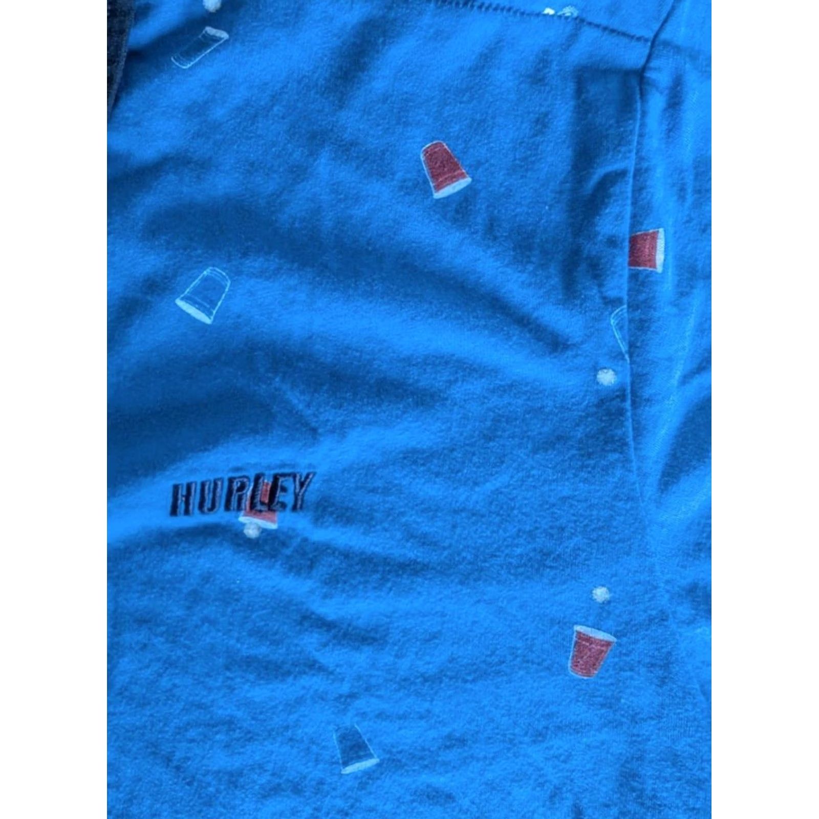 Hurley Hurley Mens Blue Red Party Cup Ping Pong Ball Print Polo Shirt L JS Casual Graphic Print Top Size US L / EU 52-54 / 3 - 4 Thumbnail
